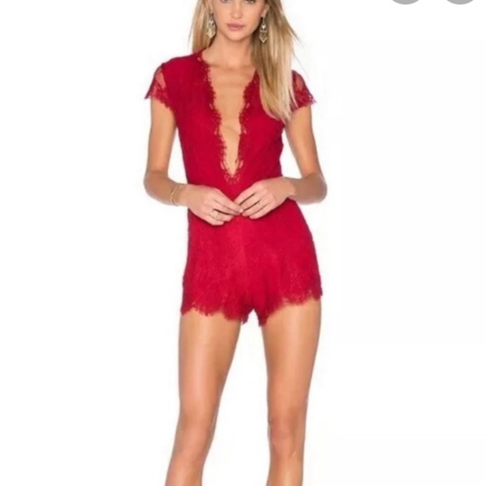 NBD Red Lace Romper sz XS